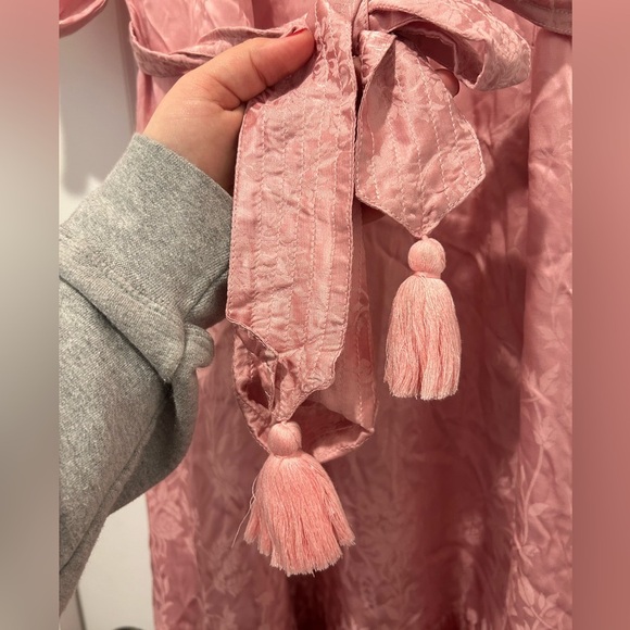 Mille Resort and Travel Ada Tassel Belted Dress in Pink Jacquard - Picture 5 of 10